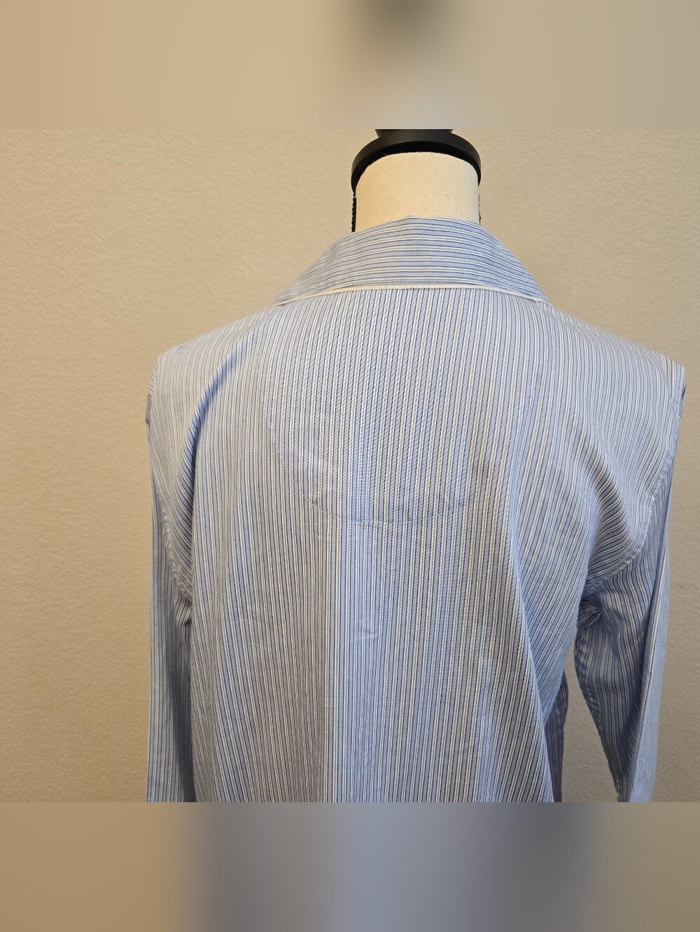 Ralph Lauren Lauren Women's Sz M Sleep Shirt Blue & White Strips Cotton Blend - Picture 8 of 13